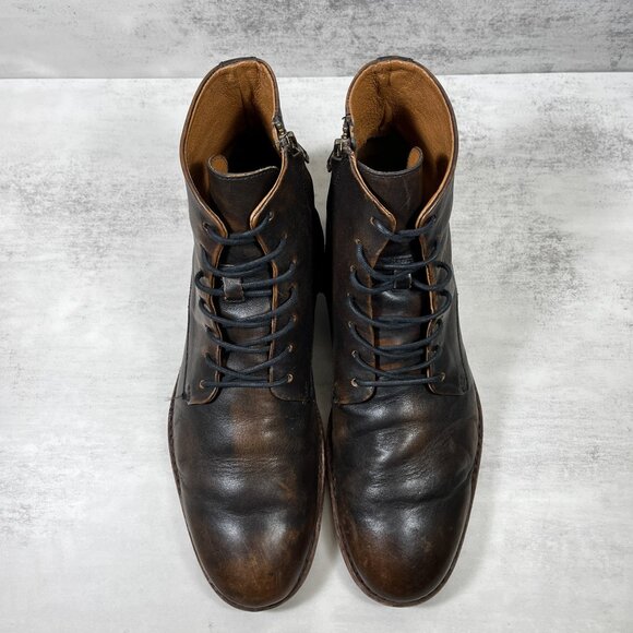 Frye Leather Lace Up Zip Ankle Boots - Men\'s Size 11.5 D - Brown